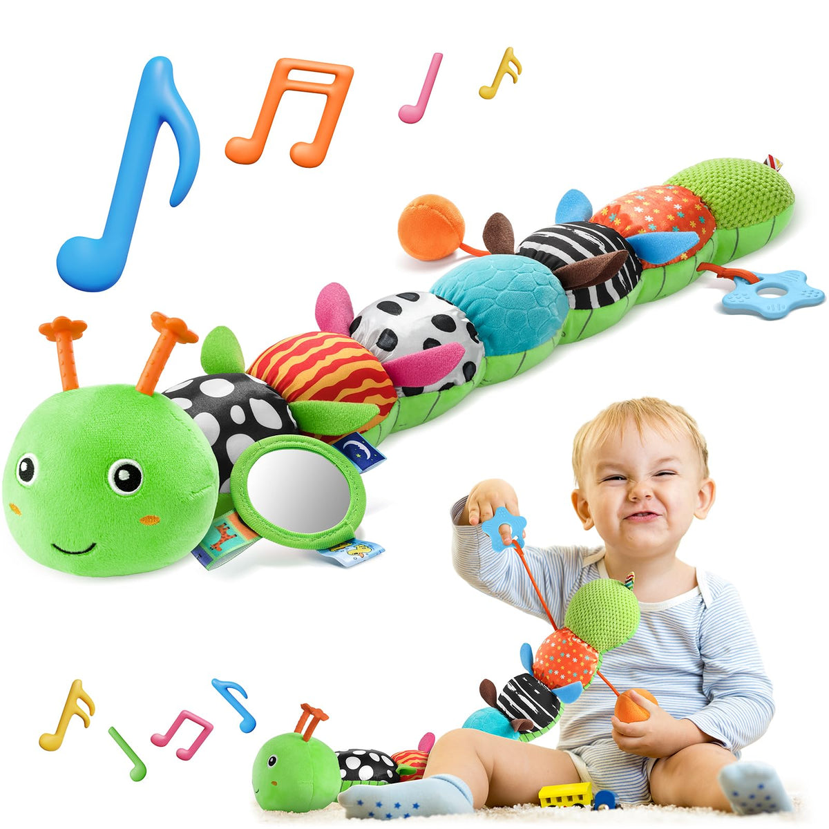 HEMRLY Caterpillar toy—sensory plush aids grasping and early exploration during playtime.