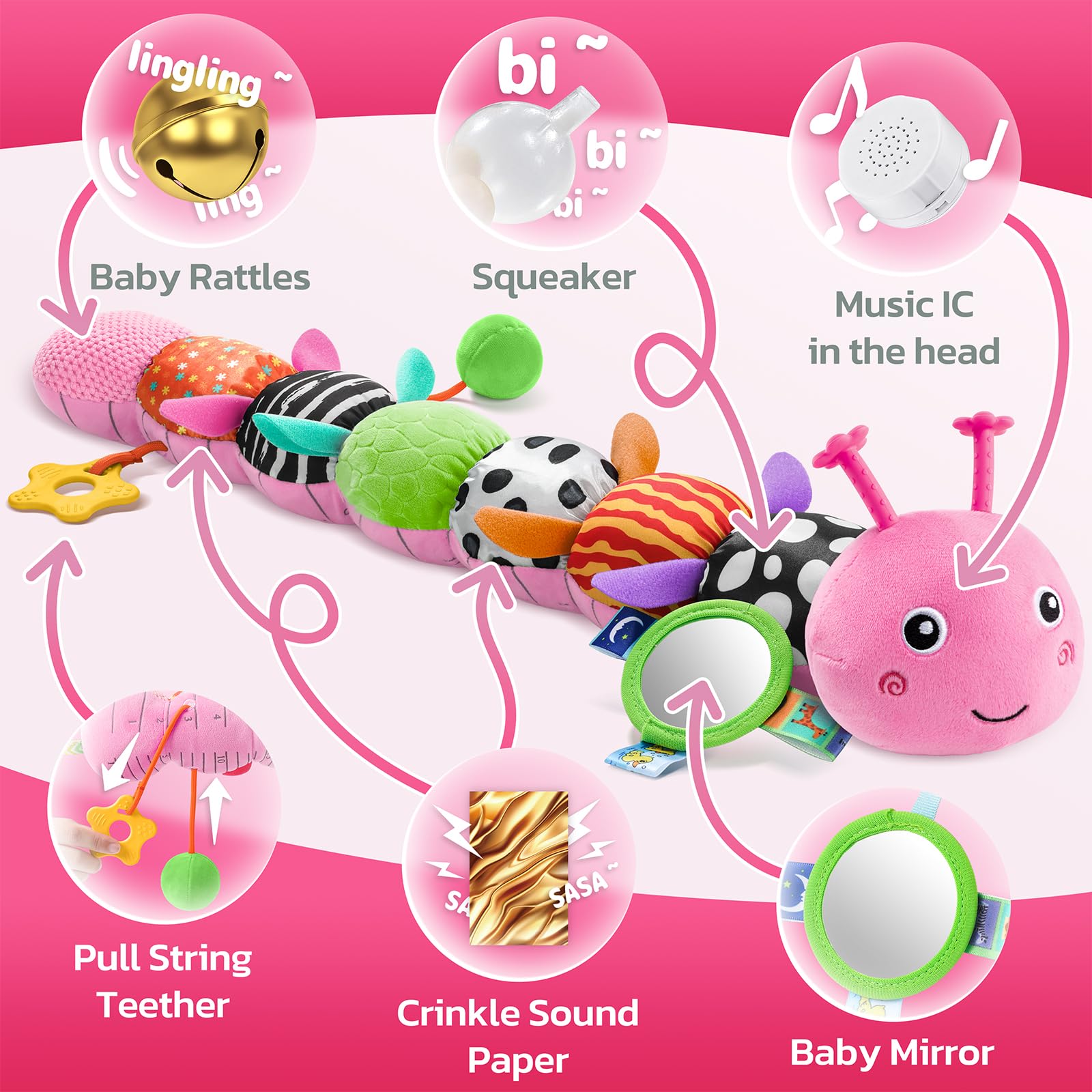 HEMRLY Baby mirror on caterpillar fosters self-discovery during tummy time