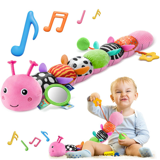 HEMRLY Baby Sensory Caterpillar winged pink face-teether for soothing gums