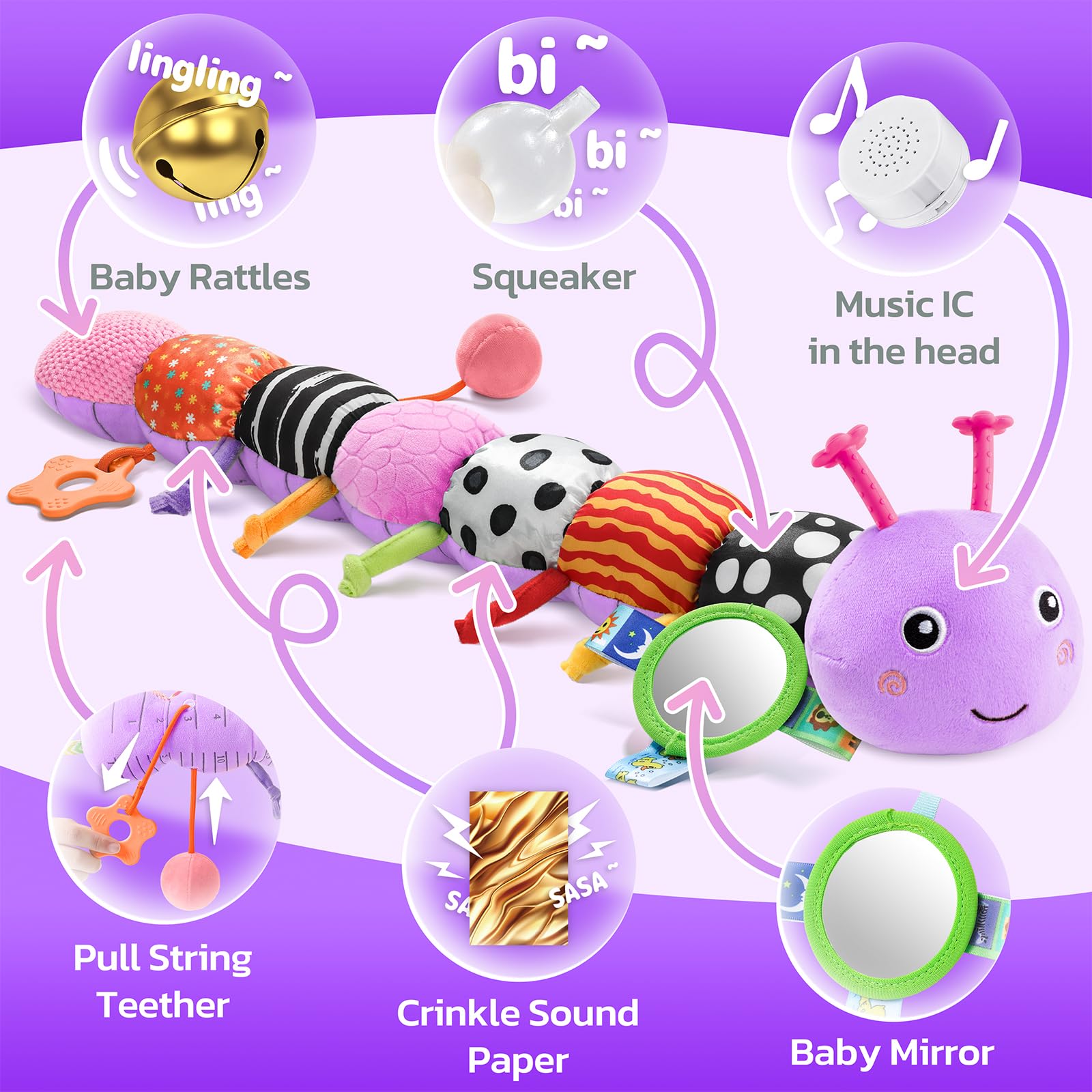 HEMRLY caterpillar crinkle body: textured surface sparks sensory exploration