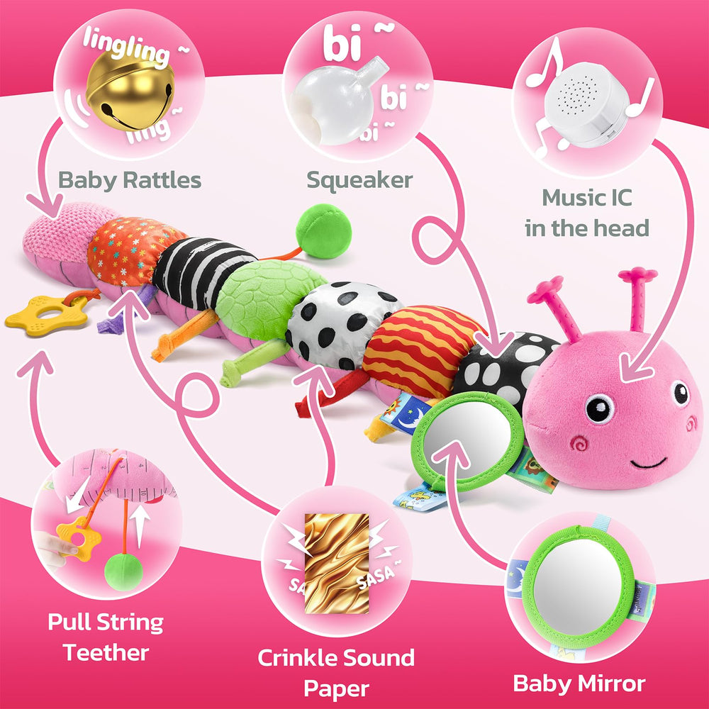 HEMRLY caterpillar crinkle texture image for tactile and auditory stimulation.