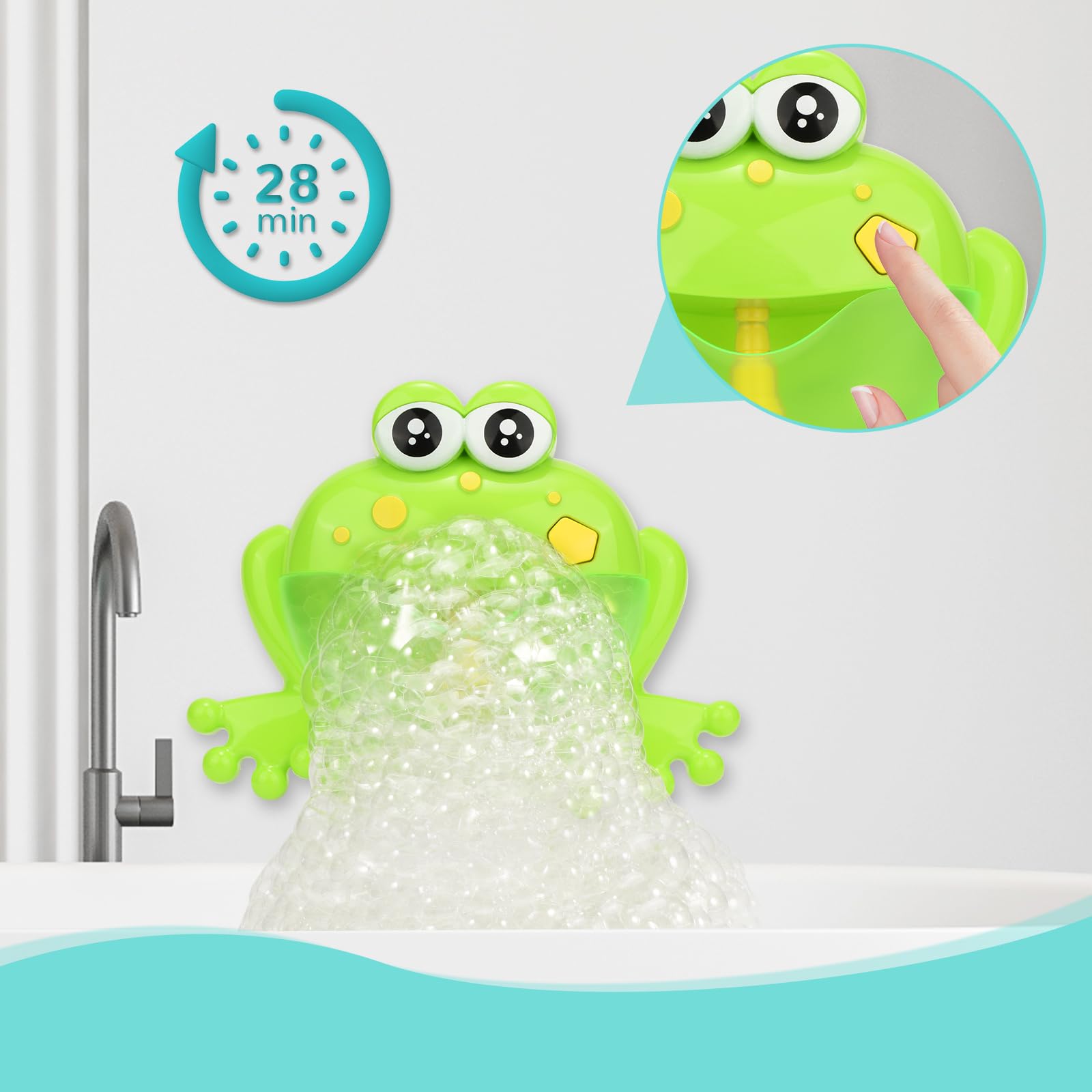 HengGL auto-off 28-minute feature conserves battery and moderates bath time.