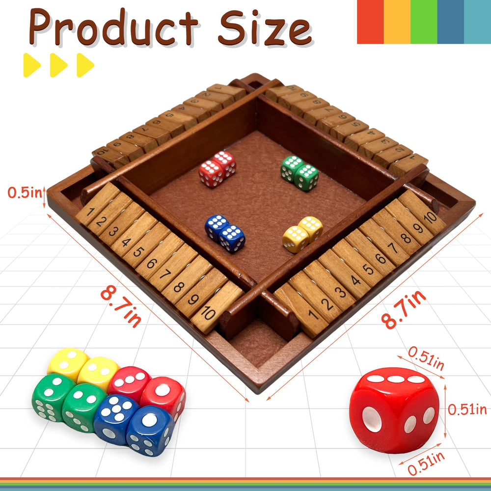 Hennaed Shut the Box with colorful dice ready to roll for classroom math.