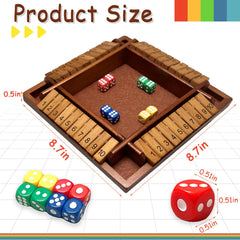 Hennaed Shut the Box with colorful dice ready to roll for classroom math.