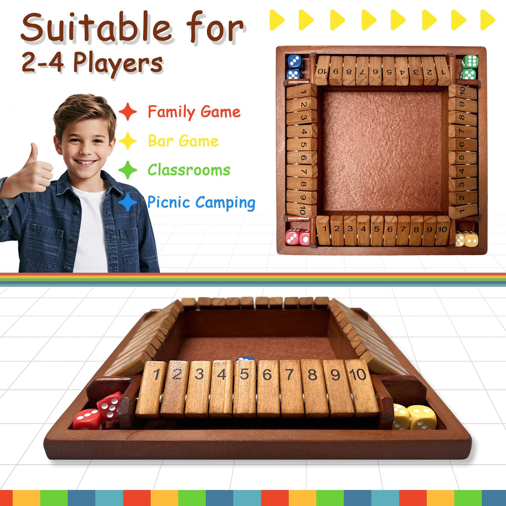 Hennaed Shut the Box shows numbers 1–10 for fast additive thinking.