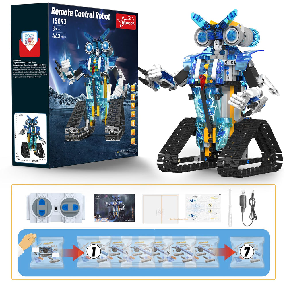 Henoda step-by-step assembly manual guides kids through building sequences