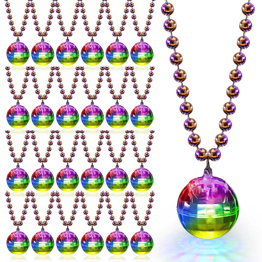 Henoyso LED disco ball necklaces 24-pack, wearable light for vibrant party moments.