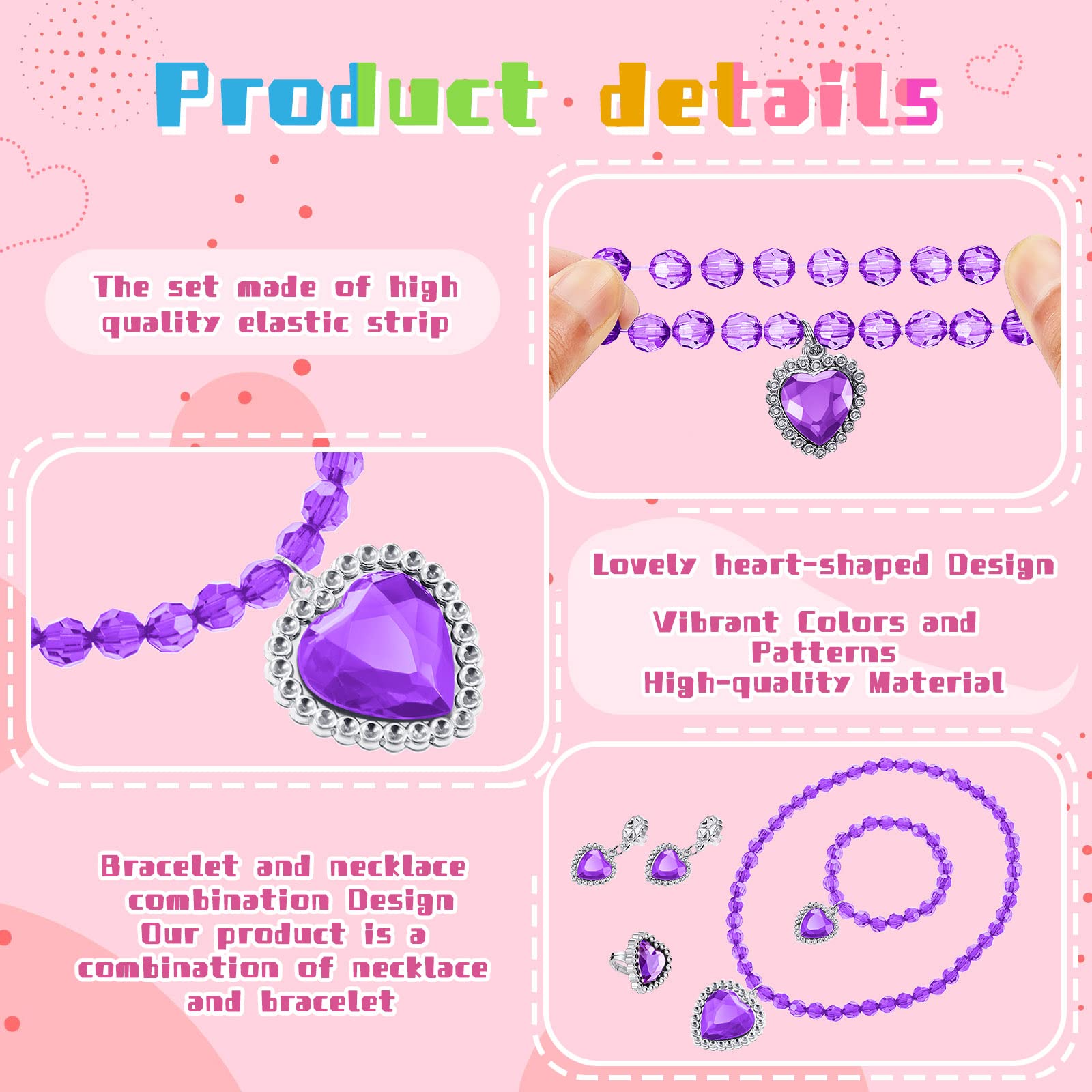 Henoyso Princess Jewelry Necklace for colorful dress-up outfits