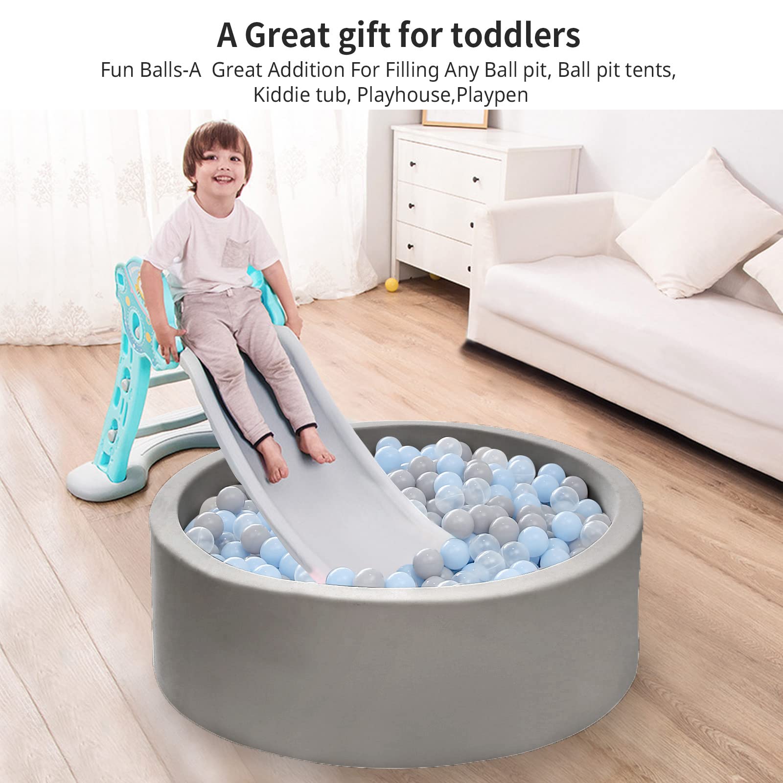 Heopeis grey ball pit balls provide a neutral look for any setup