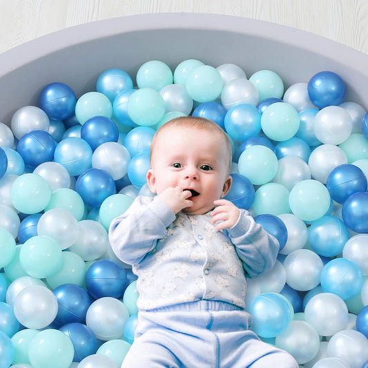 Heopeis pit balls pearl baby blue ideal for developing grasp.