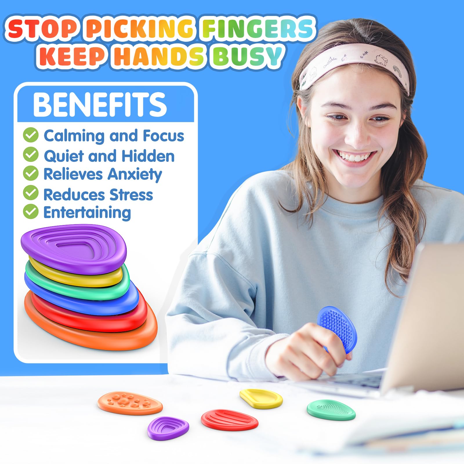 Hepoasky texture worry stone offering soothing fidgeting in quiet classrooms.
