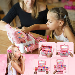 HERAPFANN cosmetic case with mirror and brushes for organized playtime.