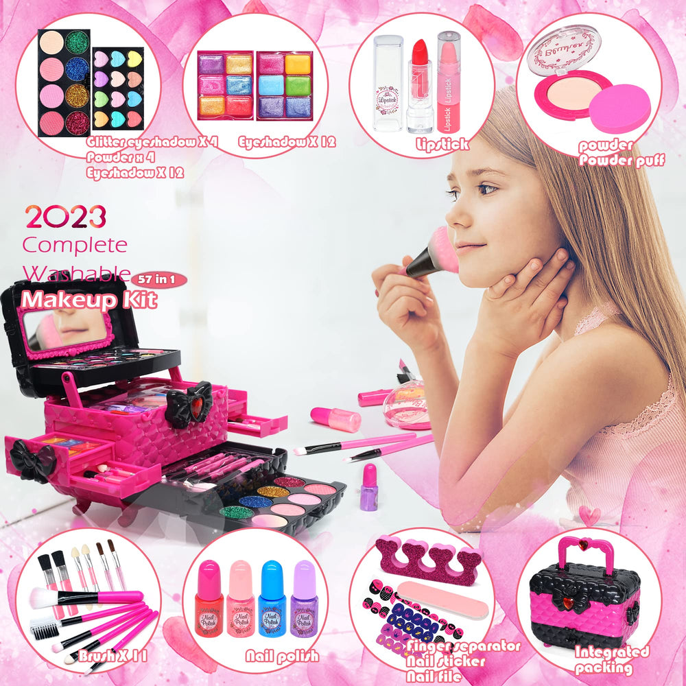 HERAPFANN makeup kit open case with mirror for pretend makeup