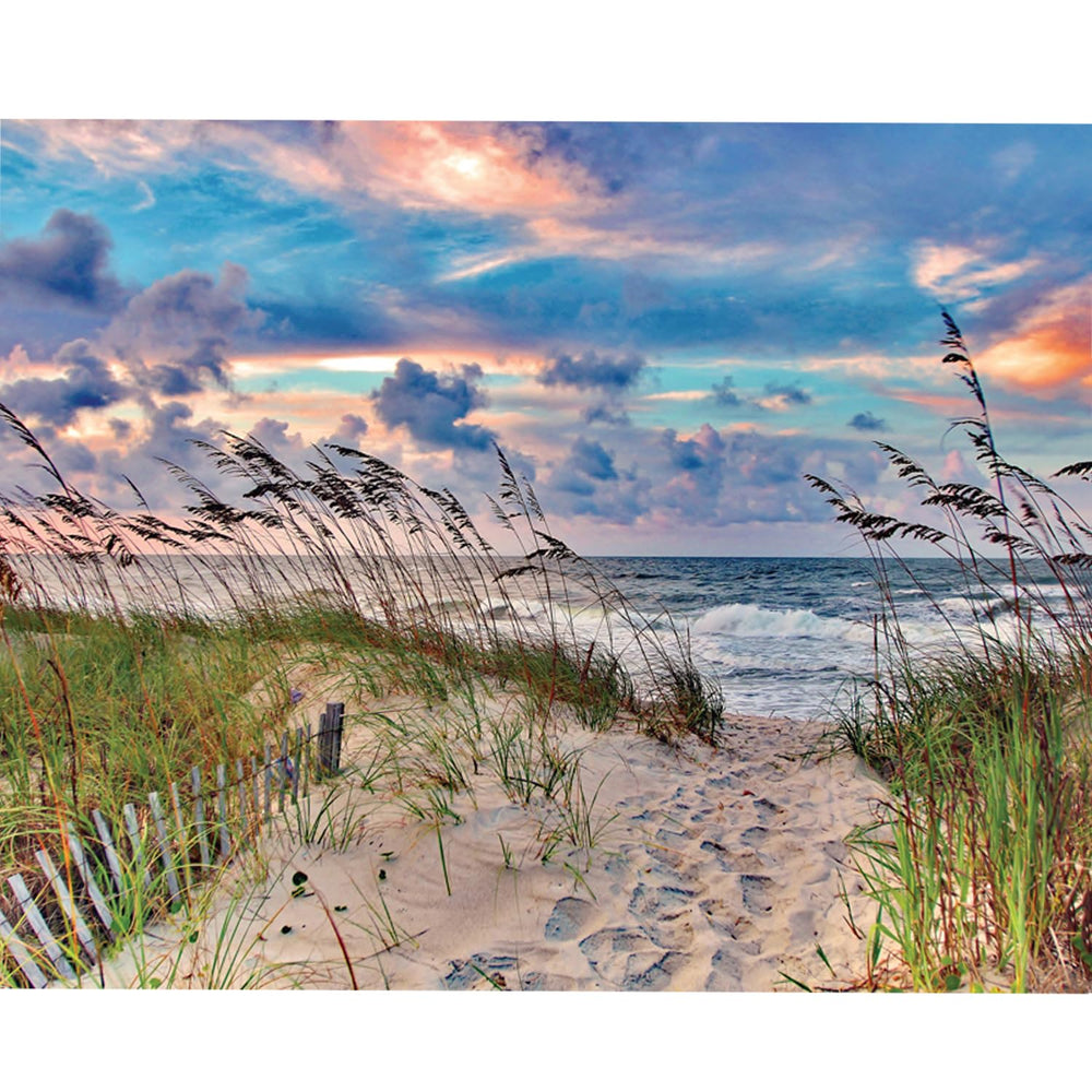 Heritage Puzzle High Tide Beach Ocean image shows a sunlit shore scene for cozy evenings.