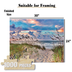 Heritage Puzzle High Tide Beach Ocean image doubles as frameable coastal wall art.