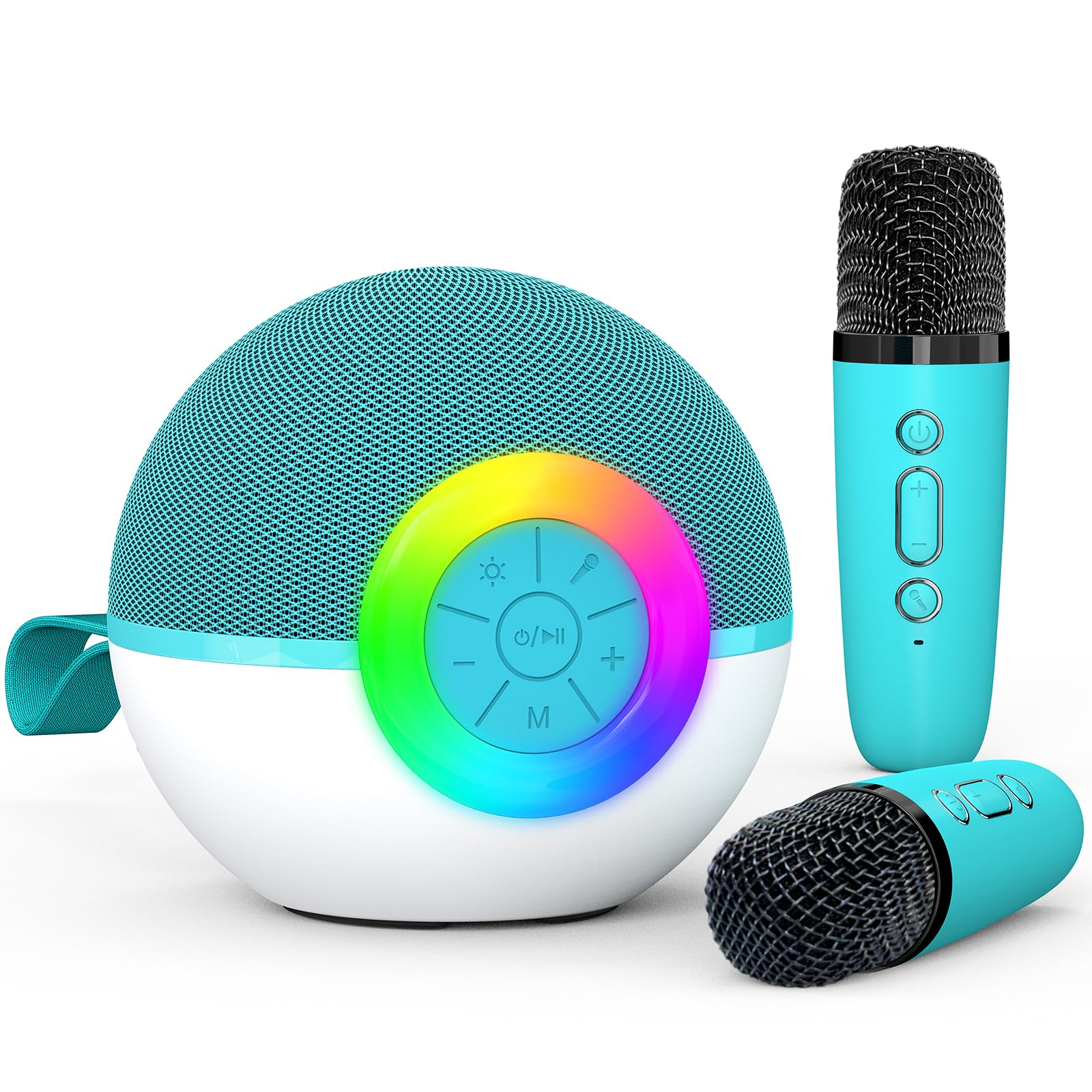 Heroange karaoke-microphone-machine-green-front-view highlights compact, kid-friendly design for home use.