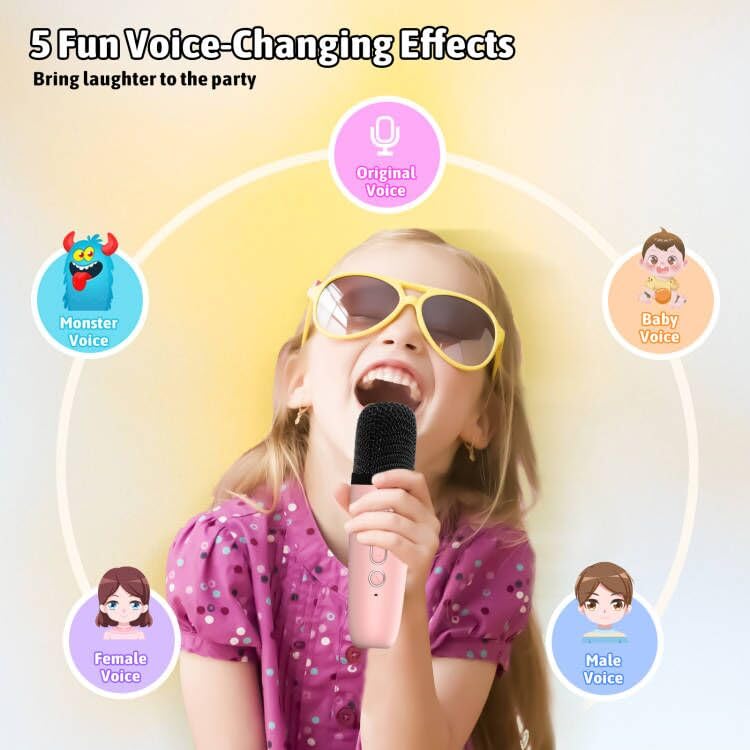 Heroange Karaoke Microphone Pink dancing lights pulse to music