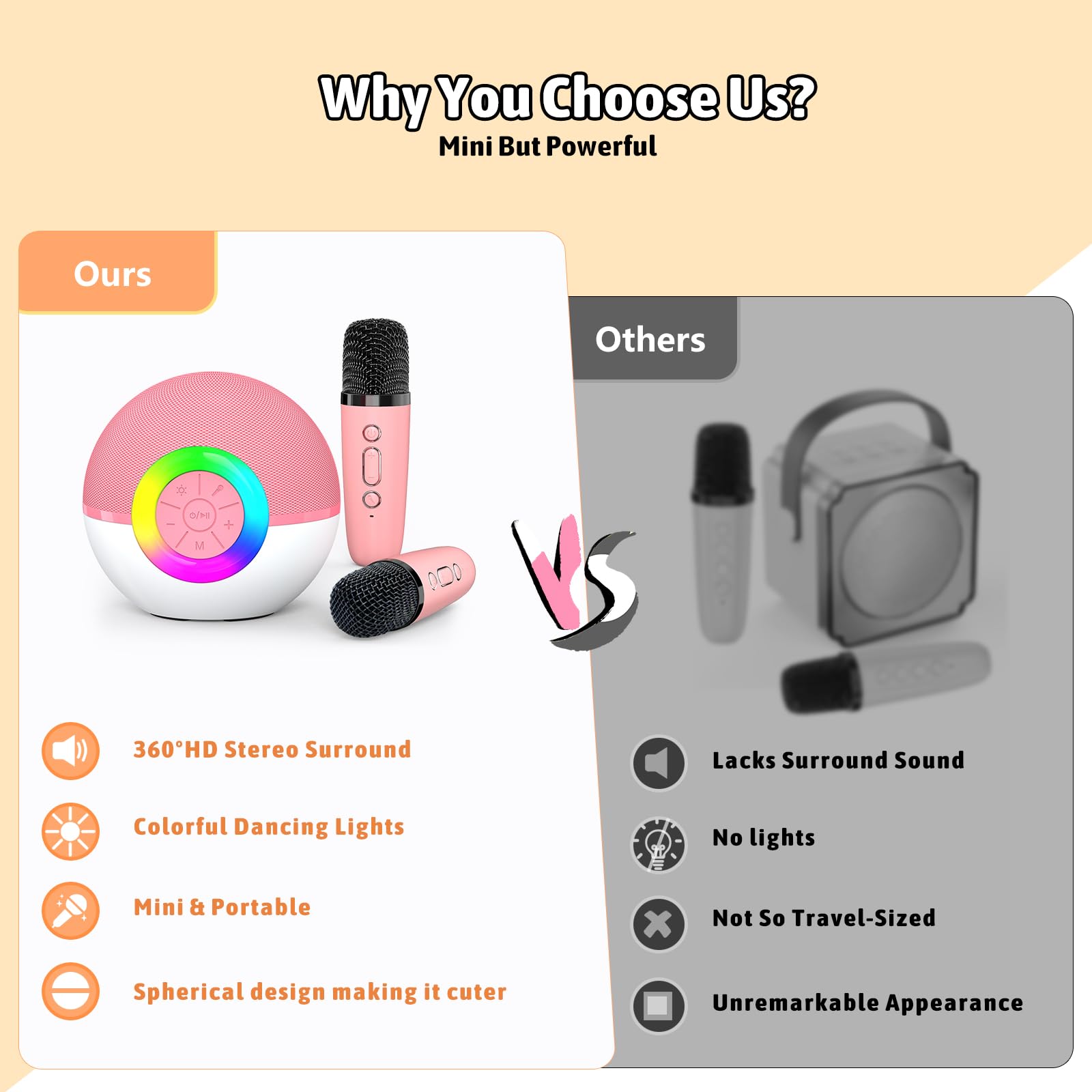 Heroange Karaoke Microphone Pink gift-ready idea for kids and adults