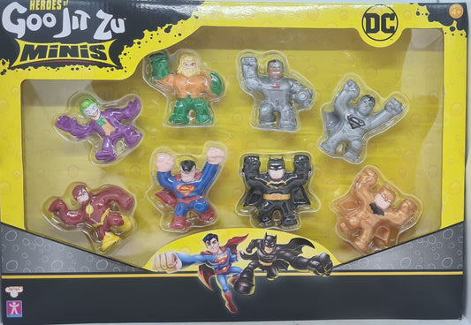 Goo JIT Zu DC Minis S1 8-Pack box art showcases compact figures for display and quick play.