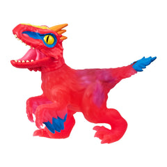Heroes of Goo Jit Zu Pyroraptor front view showcases stretchable play for imaginative Jurassic battles.