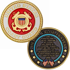 Hero's Valor Coast Guard coin front view with durable finish for keepsake