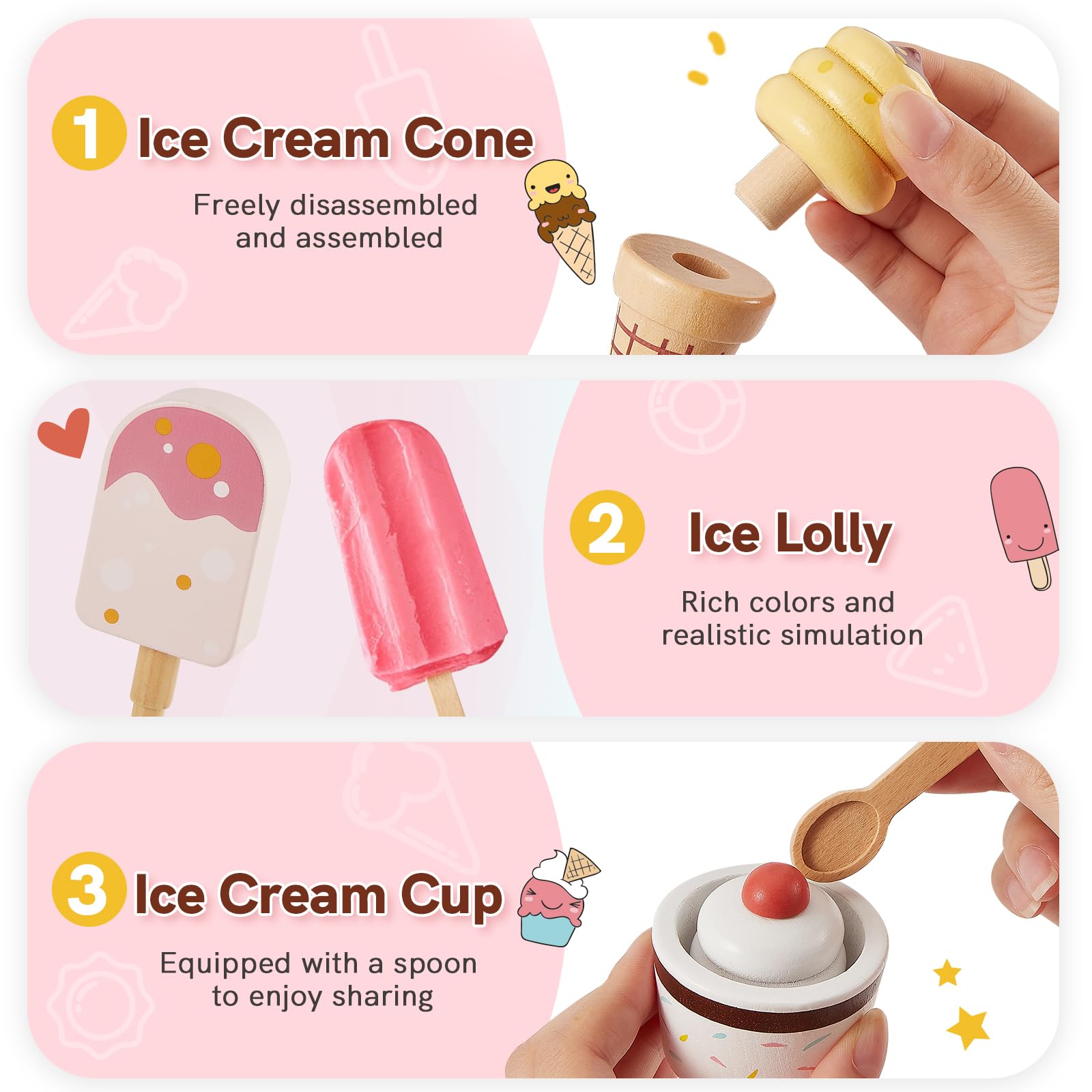 HERSITY ice cream cups brighten pretend servings and add variety
