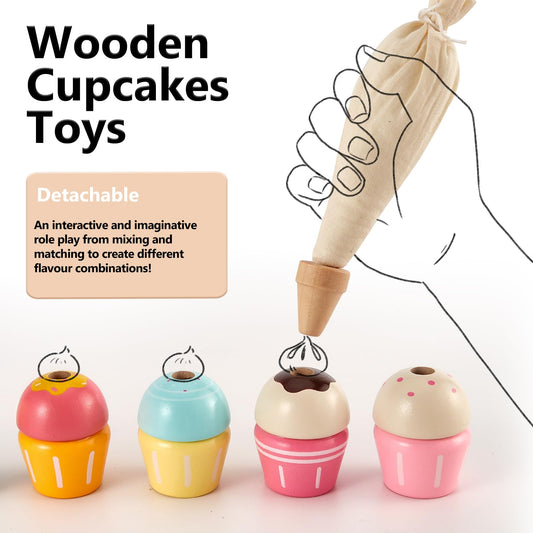 HERSITY wooden cake bases set for mix-and-match cupcake creations