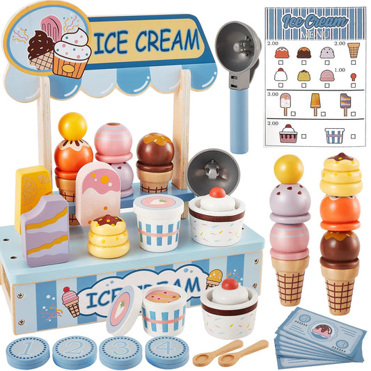 HERSITY wooden ice cream counter inspires imaginative pretend play for kids