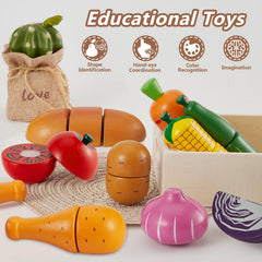 HERSITY wooden play food carrot and corn for imaginative meals.