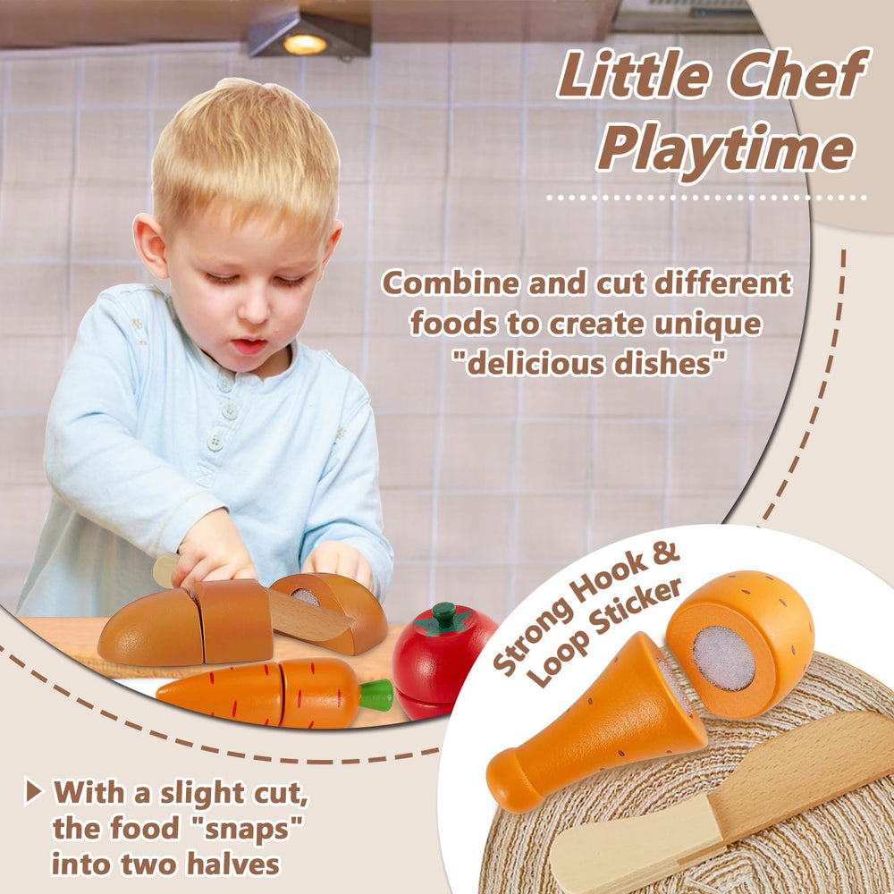 HERSITY wooden play food cucumber enhances color recognition during play.