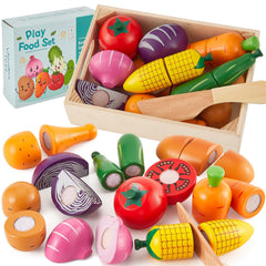 HERSITY wooden play food onion for pretend cooking and fine motor practice.