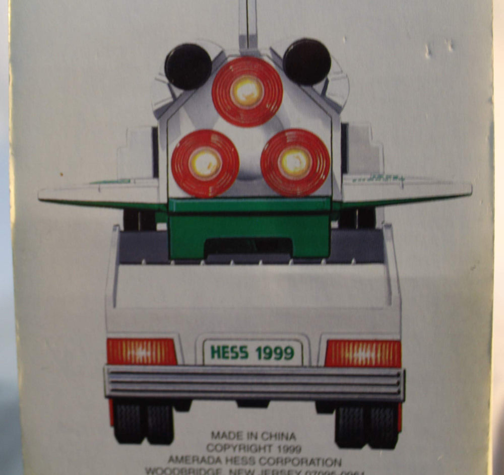 Hess 1999 display-ready truck and shuttle on a shelf