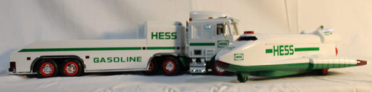 Hess 1999 truck and space shuttle front view for display and collectibility