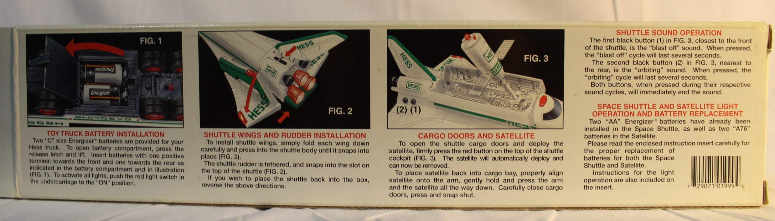 Hess 1999 packaging shot showing contents and satellite accessory
