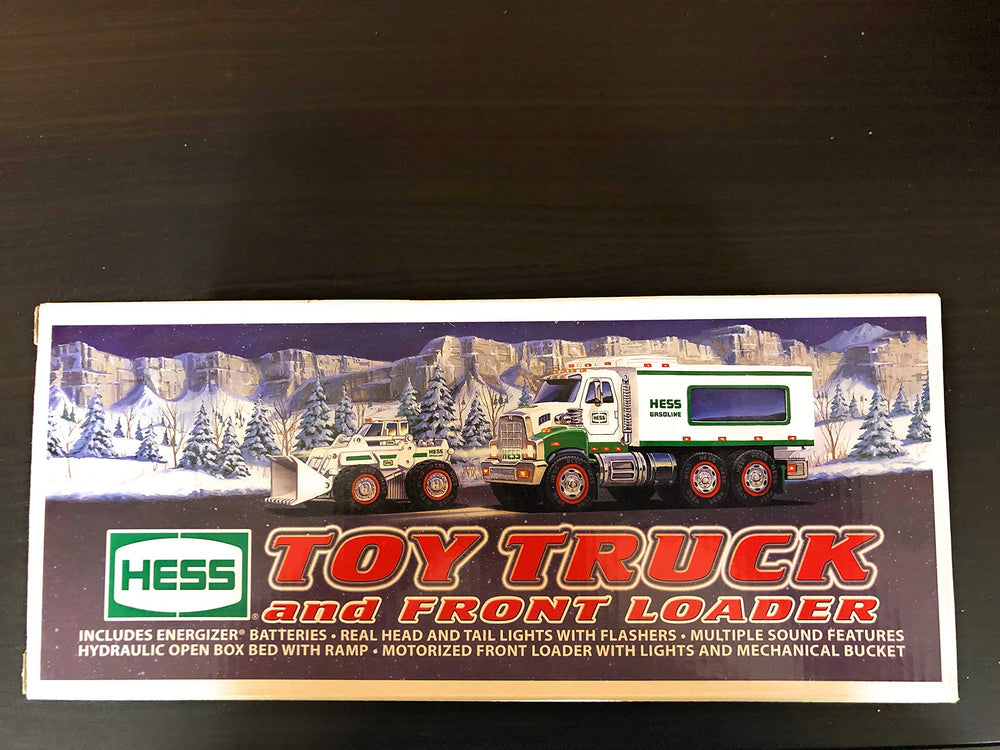 Hess 2008 toy truck and front end loader for imaginative construction play.