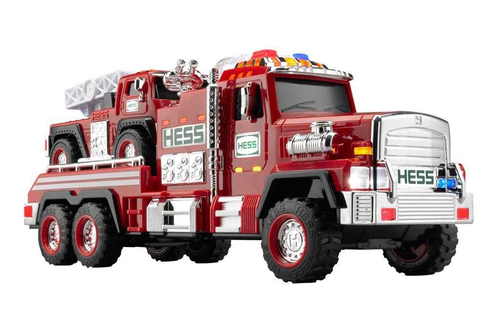 Hess 2015 fire truck ramp deployed with hydraulic sound effect for dramatic rescue scenes
