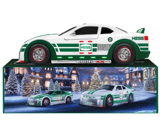 Hess Toy Stock Car Racers pull-back action speeds up quick racing adventures.