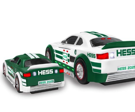Hess Toy Stock Car Racers roaring sounds enhance action-packed storytelling.