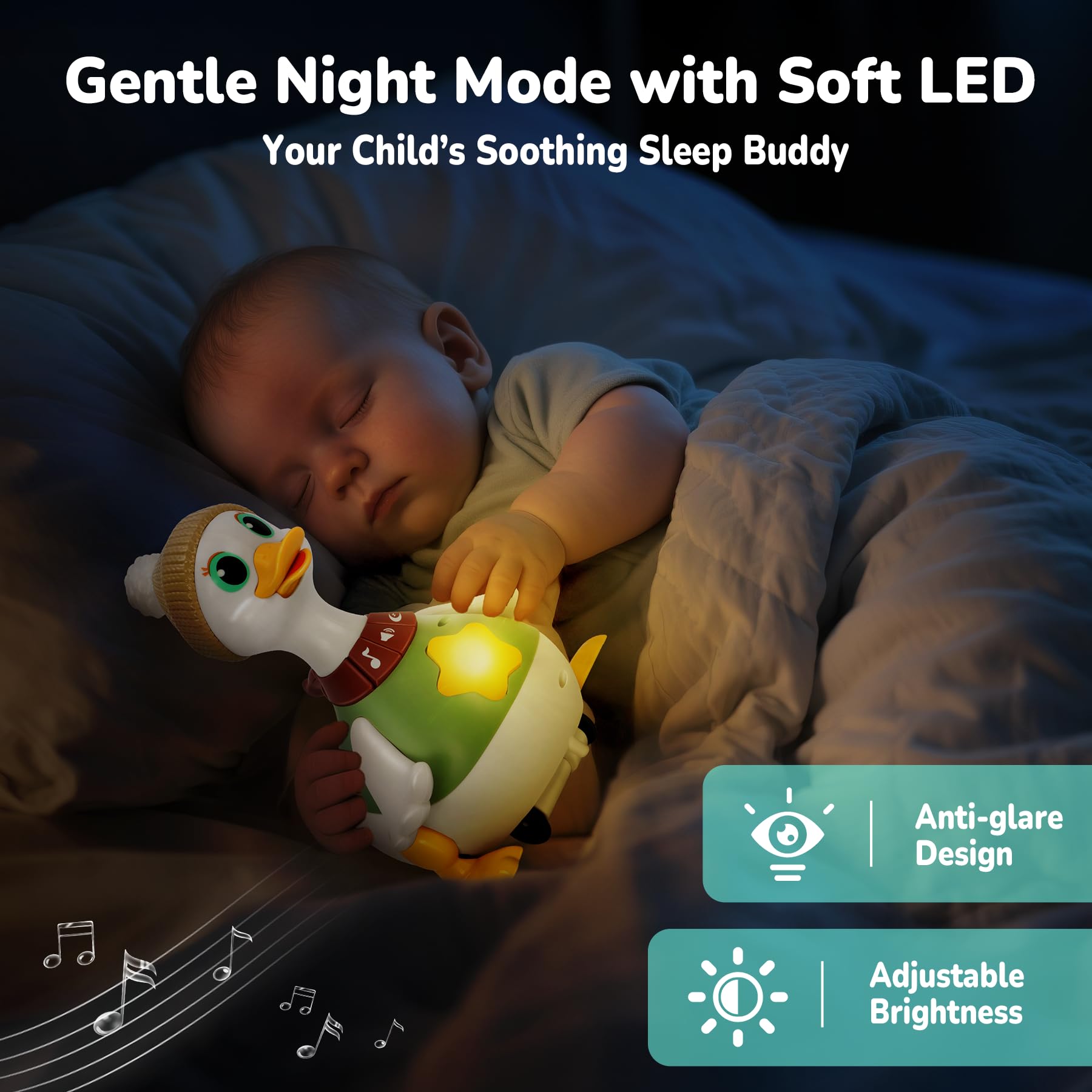Hestiasko duck set features lights and melodies to delight babies.
