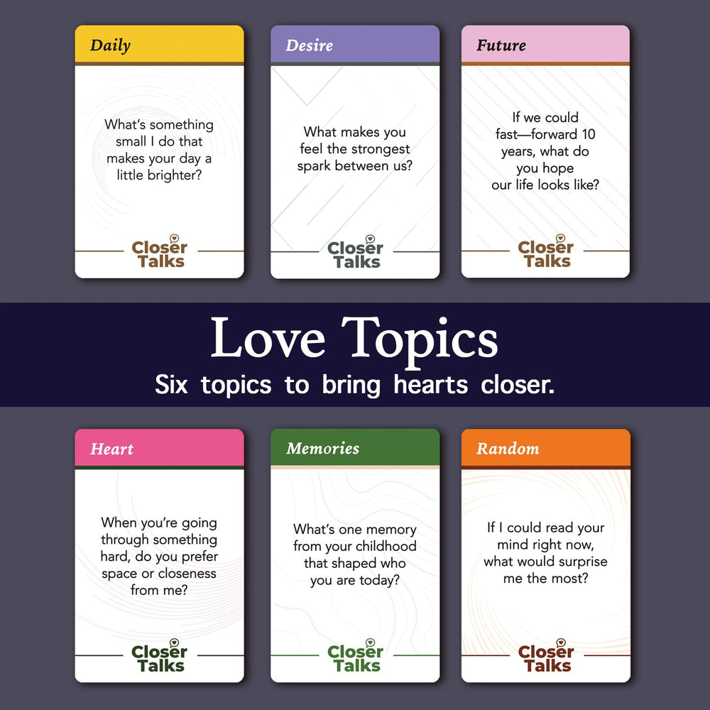 Hesuuho deck on coffee table invites spontaneous date-night prompts.