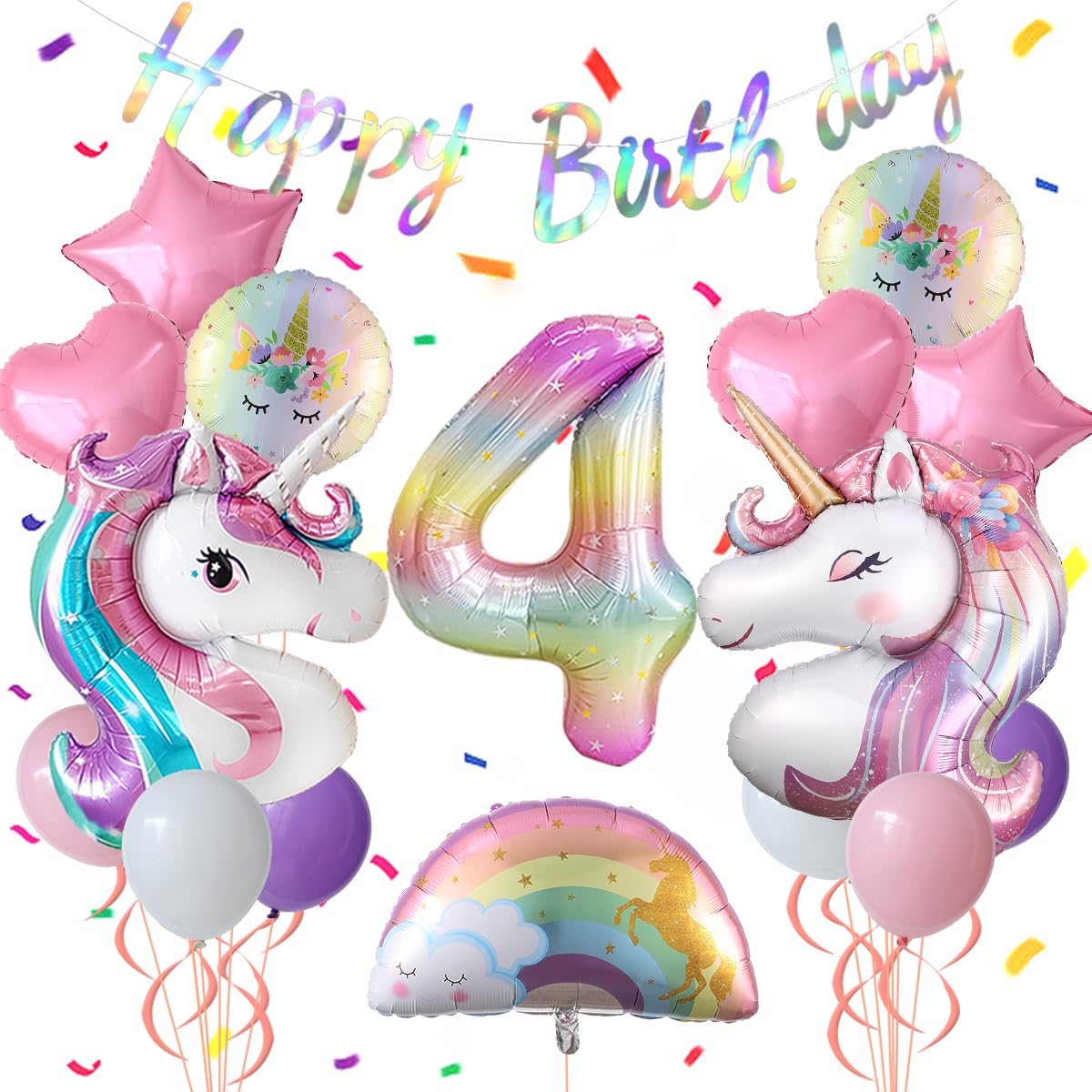 Heukikt unicorn open-eyed balloon for a playful birthday party backdrop.