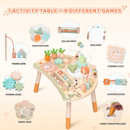 Hewaurorion wooden table with magnetic fishing to boost focus.
