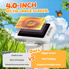 HEWEIMEI detachable 3-in-1 design for desk, handheld, and portable use.