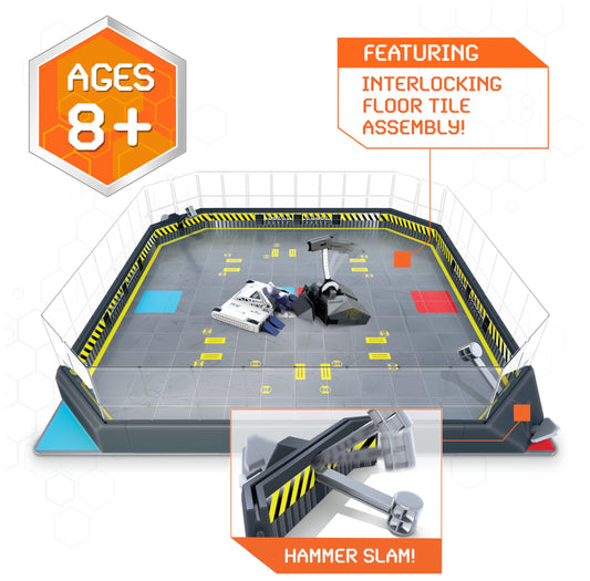 HEX BOTS Bite Force robot in action in arena.