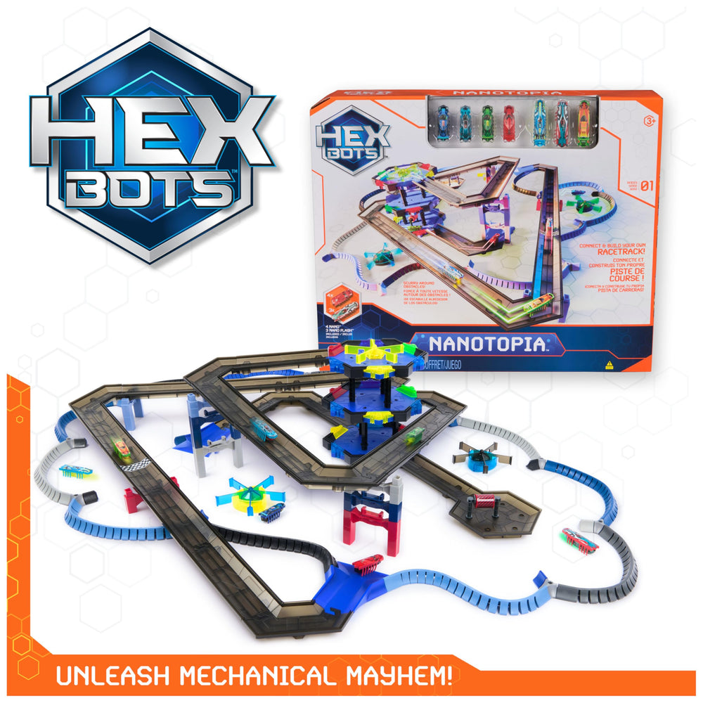 HEX BOTS Nanotopia obstacles invite problem-solving as nanos navigate around barriers