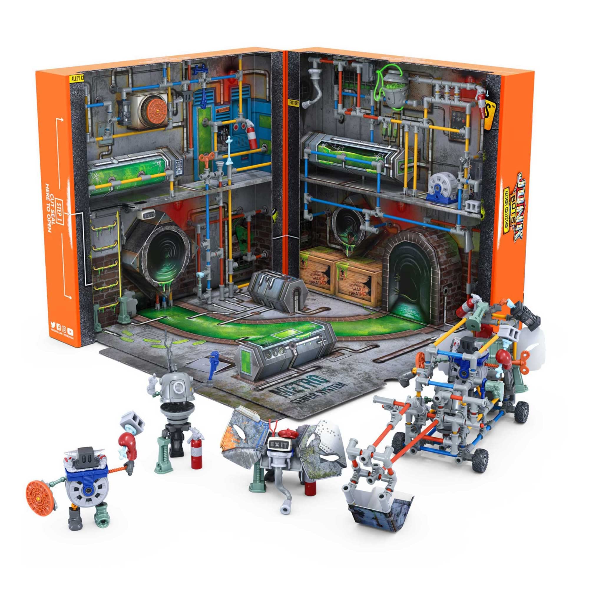 HEXBUG JUNKBOTS pipes close-up showing the interlocking system for creative play.