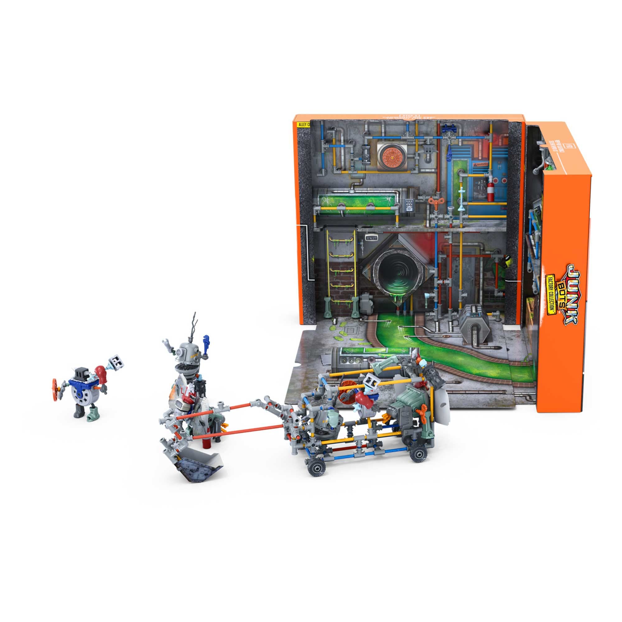 HEXBUG JUNKBOTS playset with 285+ pieces expands adventure possibilities.