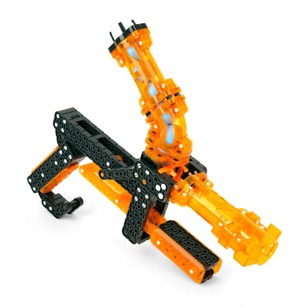 HEXBUG SwitchGrip Ball Shooter demonstrates long-distance shots over 20 feet.