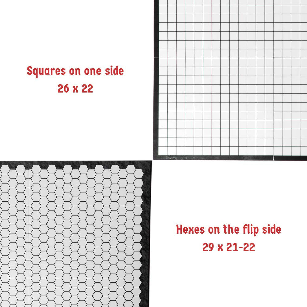 Hexers dry-erase surface for reusable terrain.
