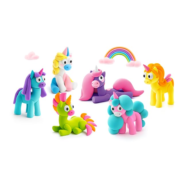 Hey Clay Unicorns clay cans offer lightweight, non-sticky material for mess-free molding.